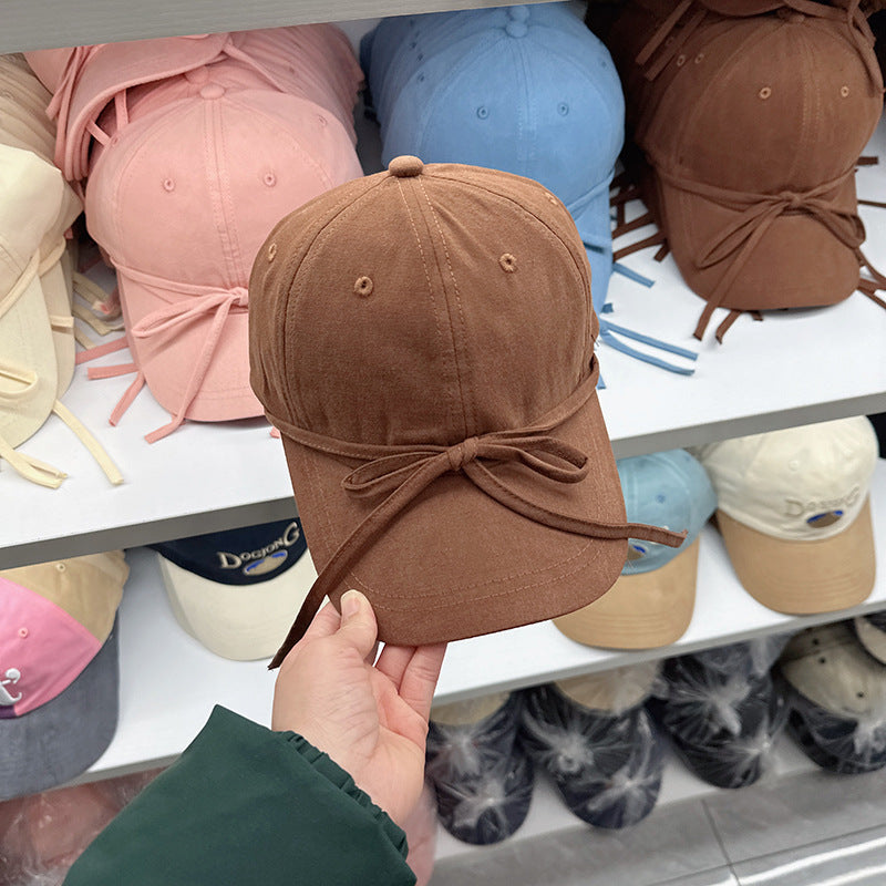 Wholesale Korea 2024 new personalized straps bow baseball cap spring and summer travel sunshade sun protection cap