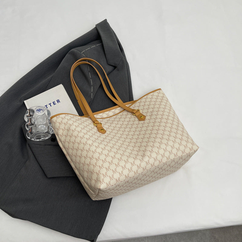 College student class bag women's fashion 2024 summer new trendy retro simple commuter shoulder bag tote bag