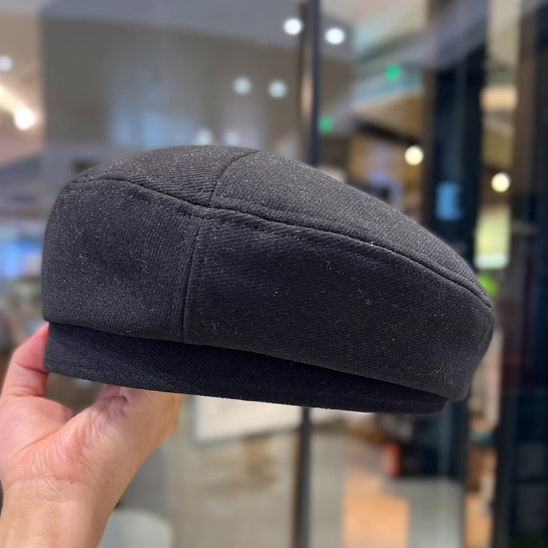 Woolen beret children autumn and winter British retro versatile painter beret Korean version simple solid color shows small face