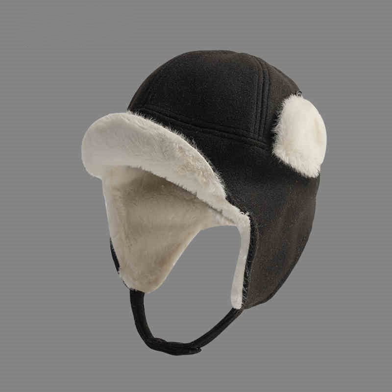 Warm woolen Lei Feng hat children autumn and winter skiing thickened cold protection ear protection flying hat plush Northeast cotton hat men
