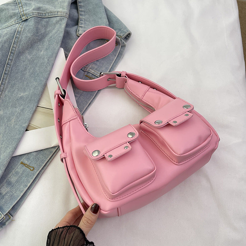 Y2k sweet cool babes wind bag women 2024 summer new fashion shoulder armpit bag niche design locomotive bag