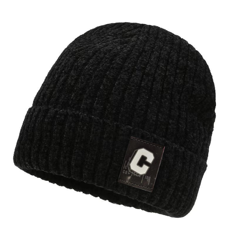 Winter warm knitted wool hat men's fleece thickened hat young students cycling cold ear hat foreign trade