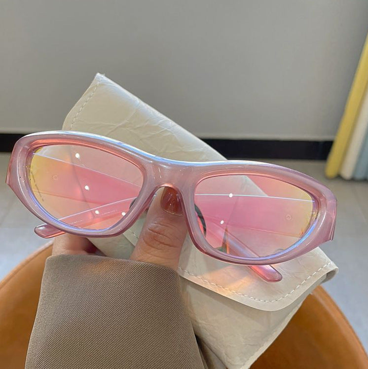 Y2K millennial style purple sunglasses women's high sense funny Internet celebrity photo sunglasses 2025 new retro