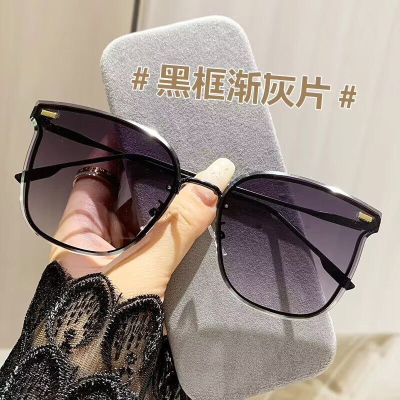 2023 new frameless trimmed sunglasses European beautiful women's fashion sunglasses high-end plain driving sunshades