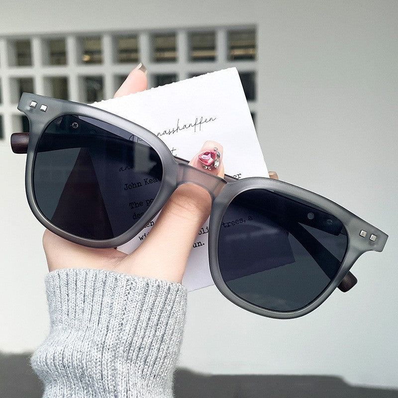 Wood grain legs, rice nails, sunglasses, women's European and American ins wind sunglasses, men's sunshade, sunscreen and UV protection sunglasses