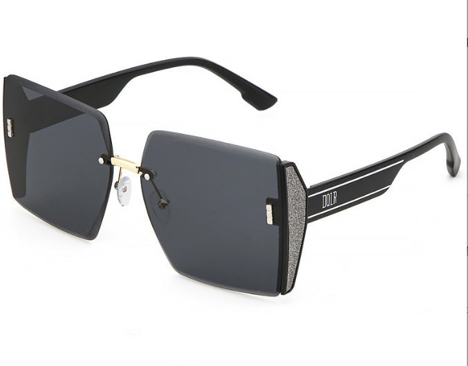 2022 new square frameless trimmed sunglasses Internet celebrity personality big-name glasses big-frame fashion sunglasses wholesale