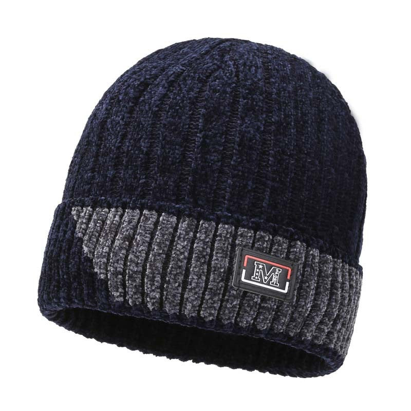 Winter warm knitted wool hat men's fleece thickened hat young students cycling cold ear hat foreign trade