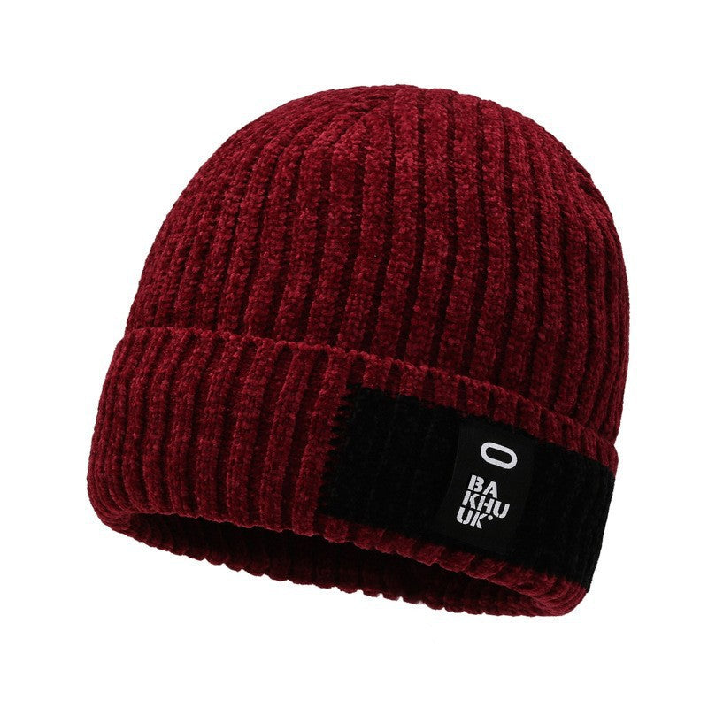 Winter warm knitted wool hat men's fleece thickened hat young students cycling cold ear hat foreign trade