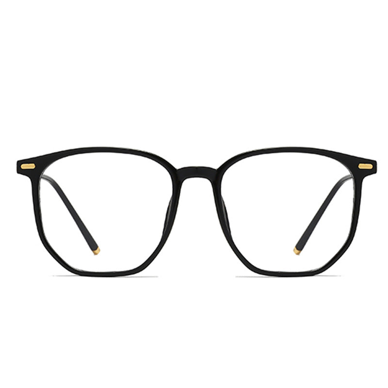 2022 new cold brown glasses large frame personalized plain flat glasses women's Korean version TR90 anti-blue glasses