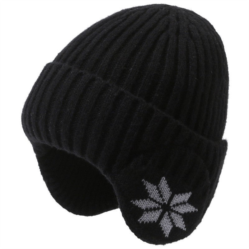 Winter Men's Duck Tongue Ear Cap Fleece Thick Warm Pullover Hat Youth Outdoor Riding Knitted Wool Hat Ski Cap