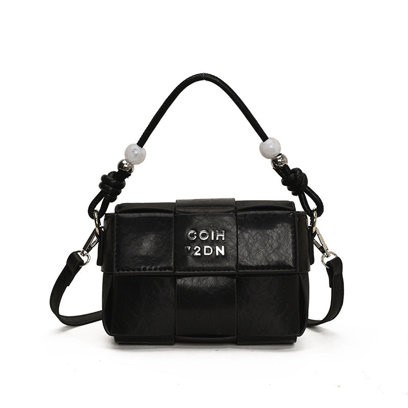 Woven small bag women's 2025 new spring personalized shoulder bag niche texture hand carry messenger bag small square bag