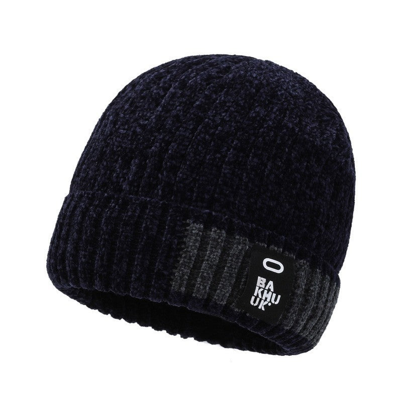 Winter warm knitted wool hat men's fleece thickened hat young students cycling cold ear hat foreign trade