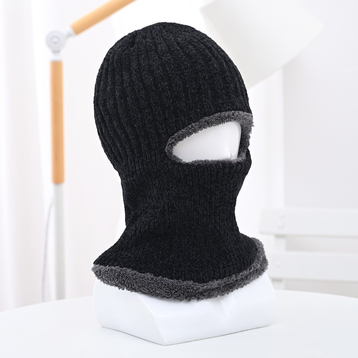 Winter men's hat outdoor cycling cold-proof velvet warm knitted hat ear protection neck cover integrated wool hat