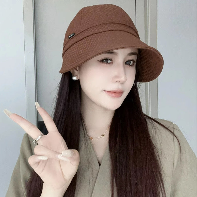 Zhao Ruth same hat women's spring and autumn sun protection bucket hat UV protection sun hat big head circumference sunshade sun hat