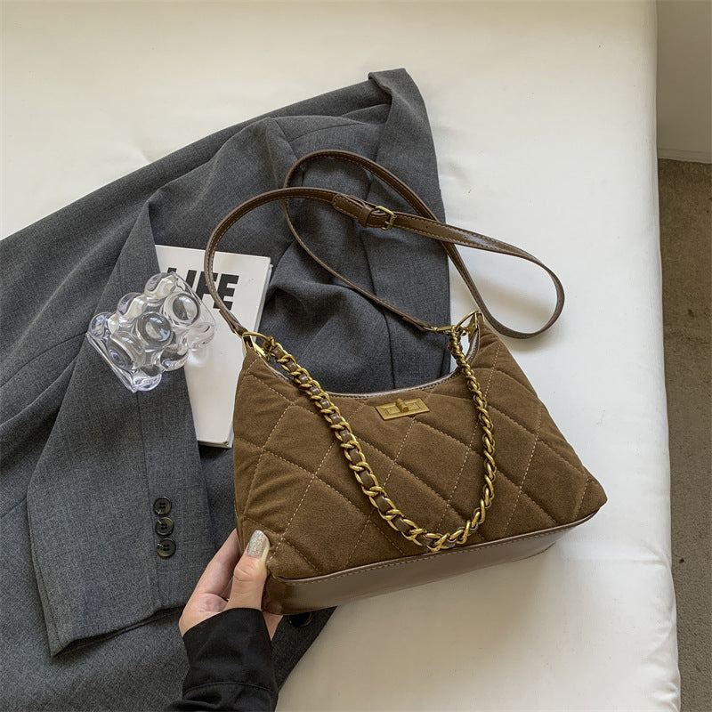 Xiaoxiangfeng bag women's 2024 autumn new fashion diamond chain underarm bag Korean version niche design shoulder bag