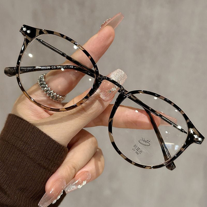 Xiaohongshu popular cold brown glasses frame female anti-blue glasses male flat glasses Internet celebrity no makeup artifact frame