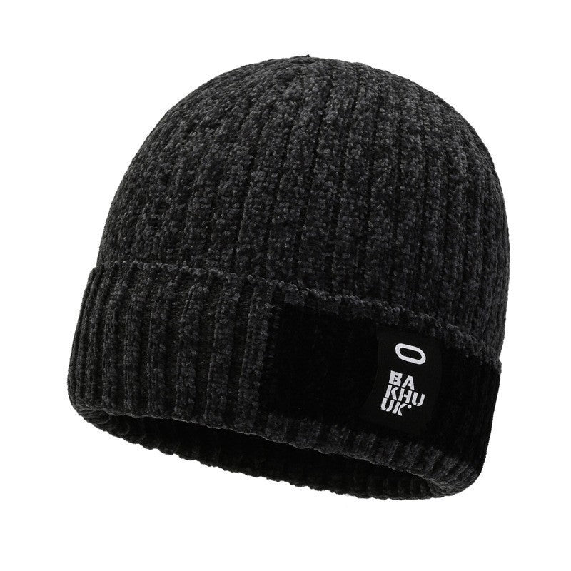 Winter warm knitted wool hat men's fleece thickened hat young students cycling cold ear hat foreign trade