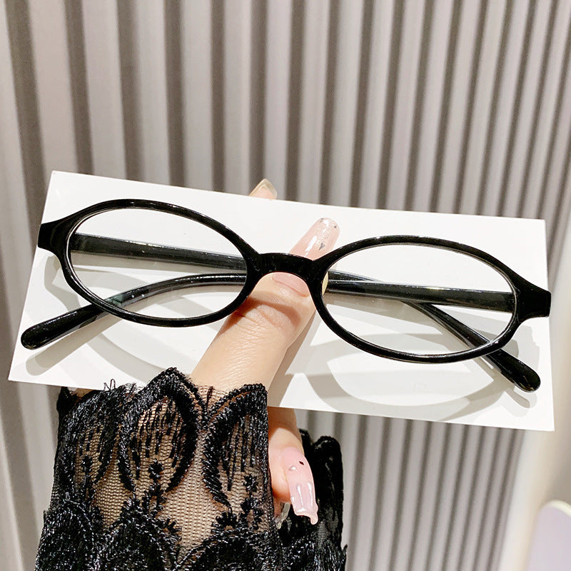 Y2K Spice Girl Japan and Korea retro small oval glasses frame women's anti-blue glasses personalized animation concave flat glasses
