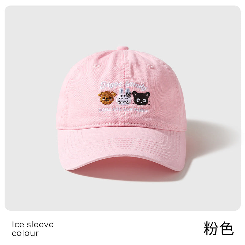 Classmate Yang cute cartoon female versatile face small animal embroidery baseball hat fashion cap a hair
