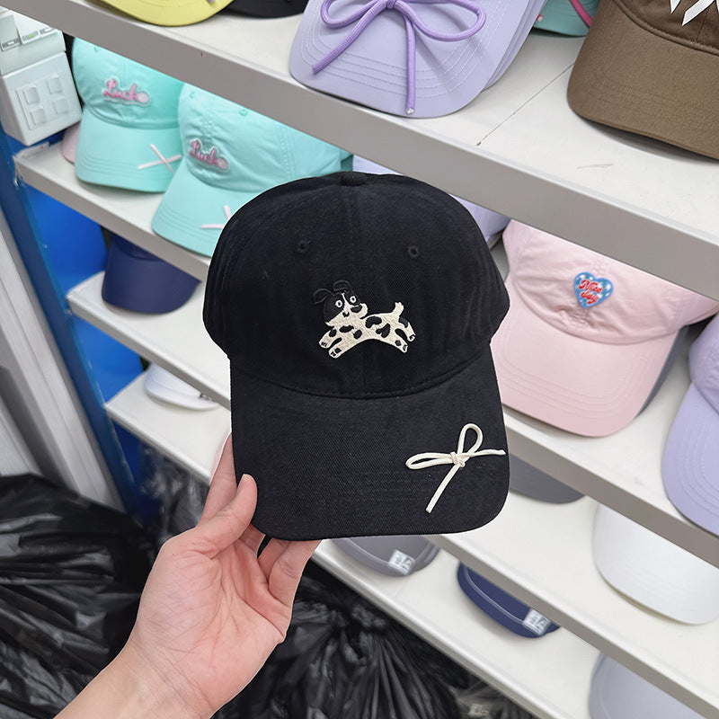 Wholesale Korea 2024 new Korean version cap female cartoon puppy bow soft top baseball cap shows small face