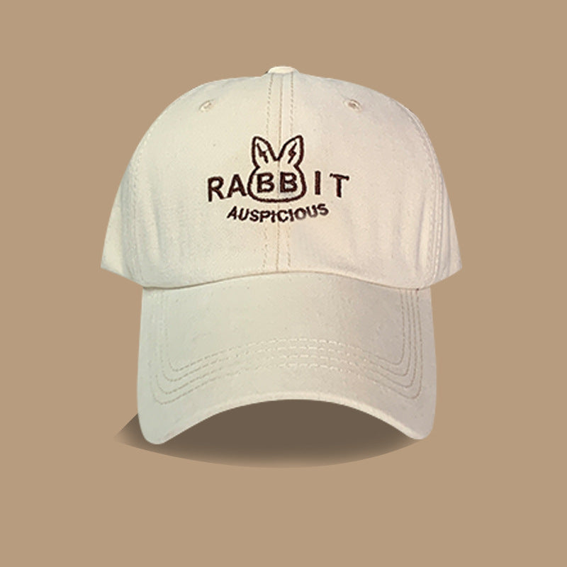 Year of the Rabbit cute fun embroidery rabbit baseball cap children fashion show face small couple versatile personality simple cap men