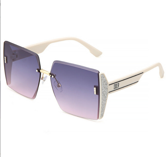 2022 new square frameless trimmed sunglasses Internet celebrity personality big-name glasses big-frame fashion sunglasses wholesale
