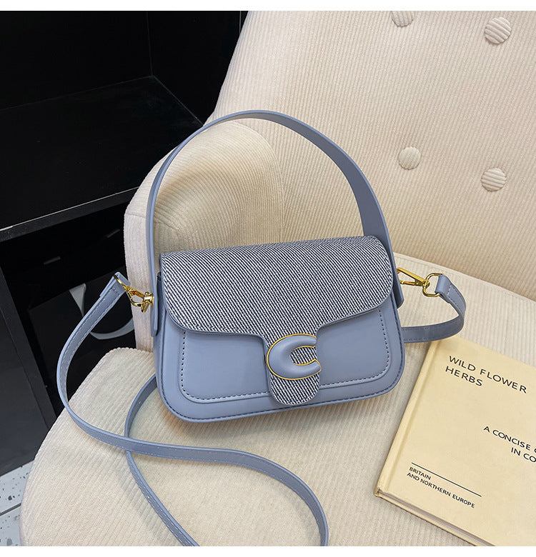 Women's bag fashionable versatile saddle bag French niche shoulder bag 2024 summer new contrasting color simple messenger bag