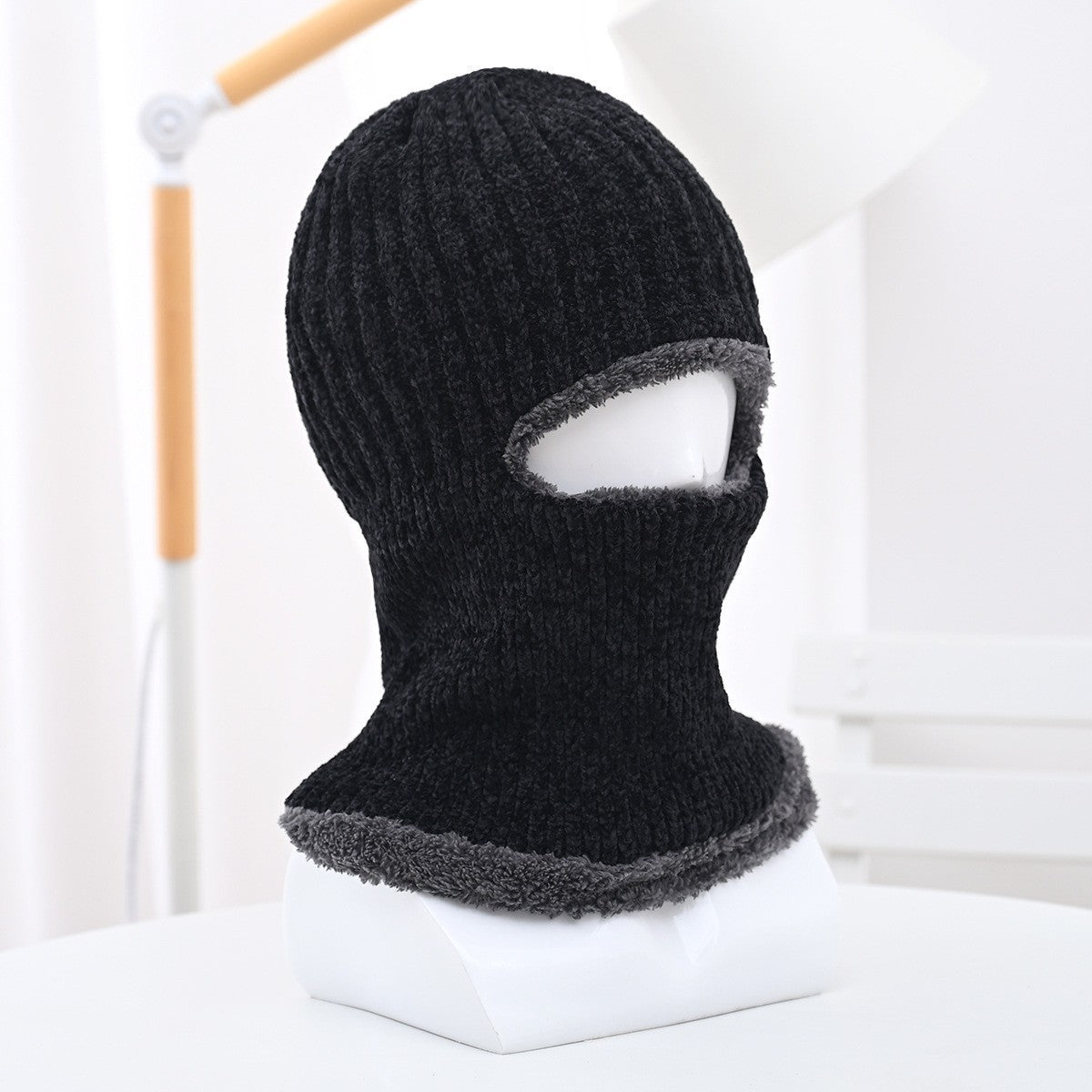 Winter men's hat outdoor cycling cold-proof velvet warm knitted hat ear protection neck cover integrated wool hat