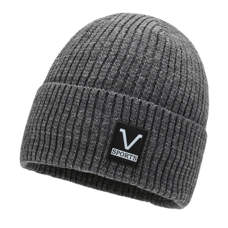 Winter new knitted hat men's fleece thickened warm cover wool hat student riding cold protection ear hat tide