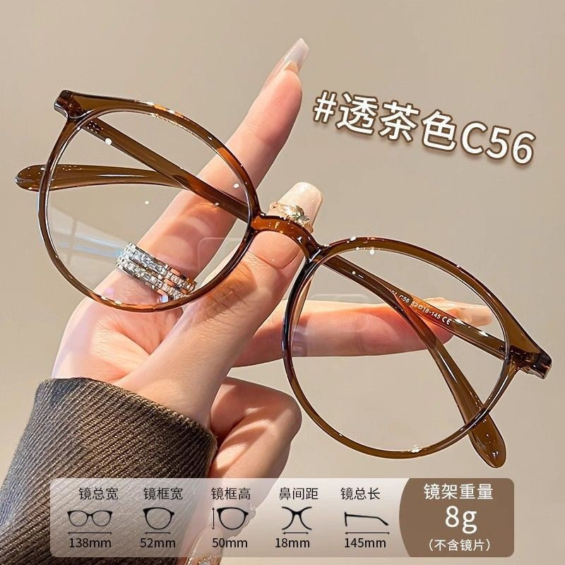 Xiaoxiangfeng black frame glasses female Internet celebrity plain artifact can be matched with degree ultra-light small face oval cat glasses frame 9071