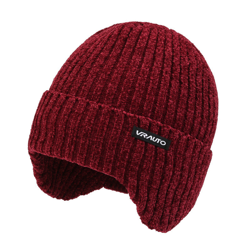 Winter Men's Duck Tongue Ear Cap Fleece Thick Warm Pullover Hat Youth Outdoor Riding Knitted Wool Hat Ski Cap