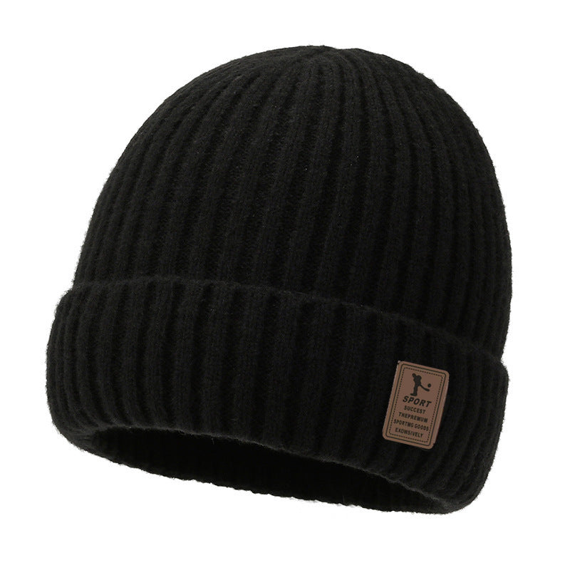 Winter warm knitted wool hat men's fleece thickened hat young students cycling cold ear hat foreign trade
