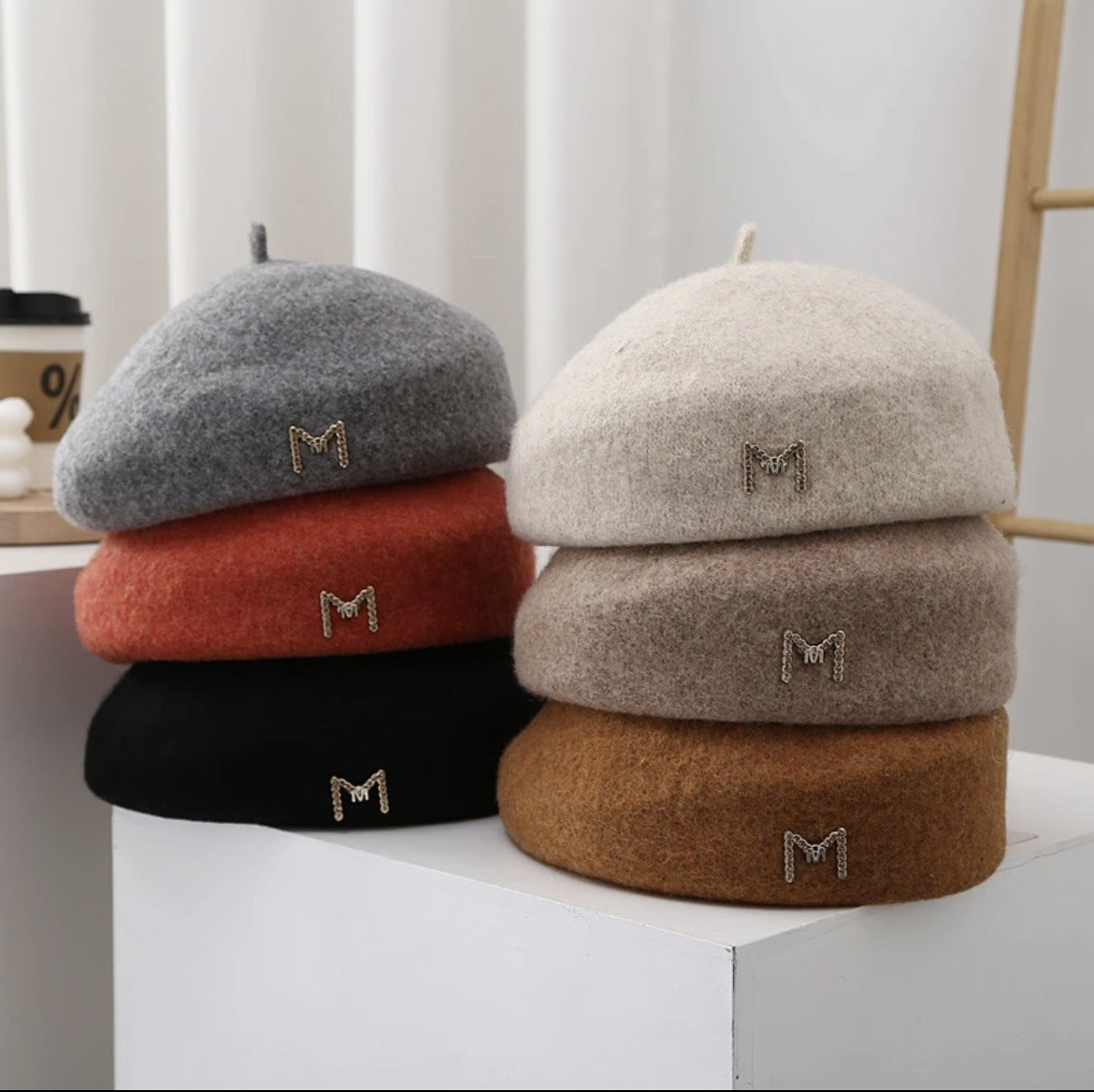 Xiaoxiangfeng M standard wool beret children autumn and winter size head circumference stiff face small painter hat fashion ins