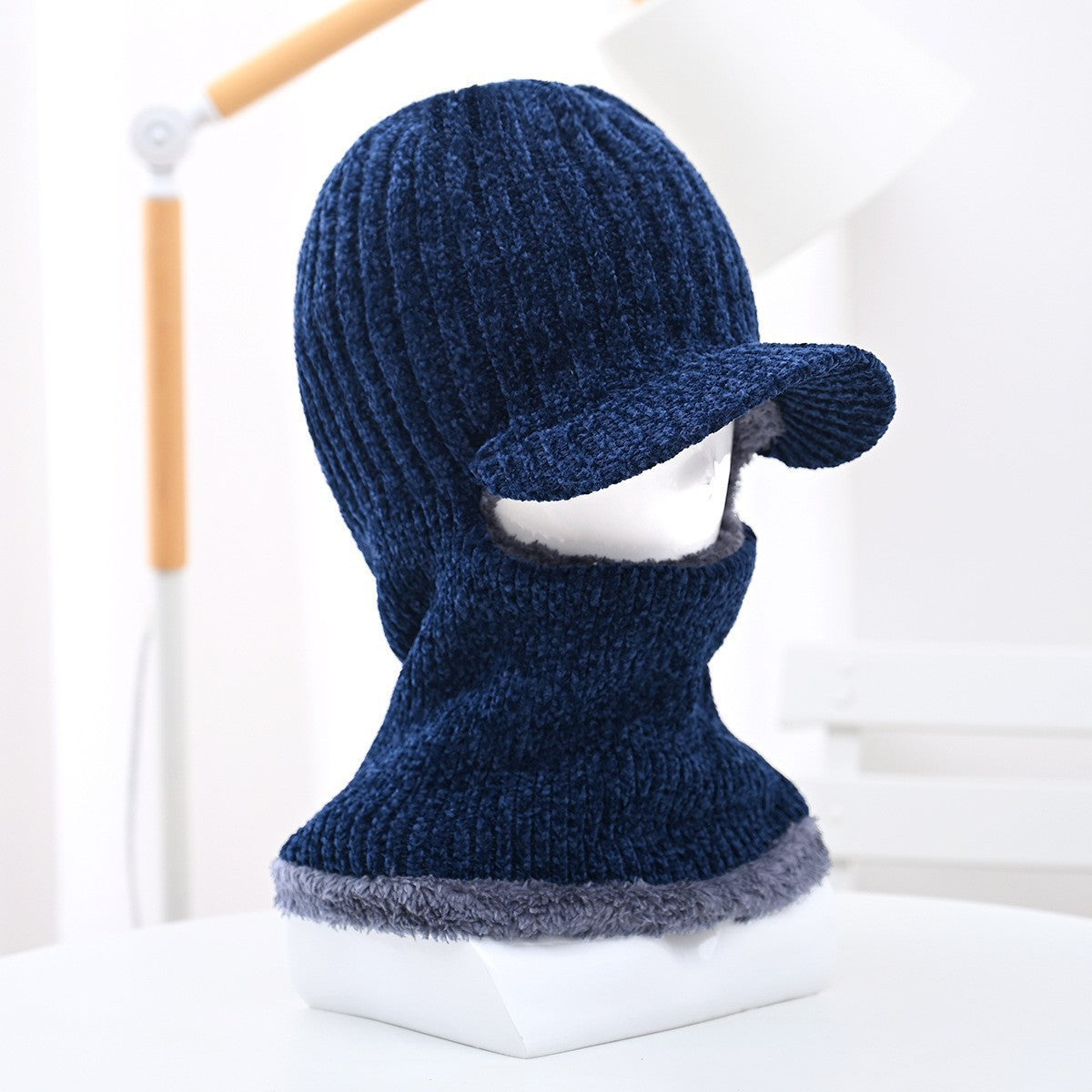 Winter men's hat outdoor cycling cold-proof velvet warm knitted hat ear protection neck cover integrated wool hat