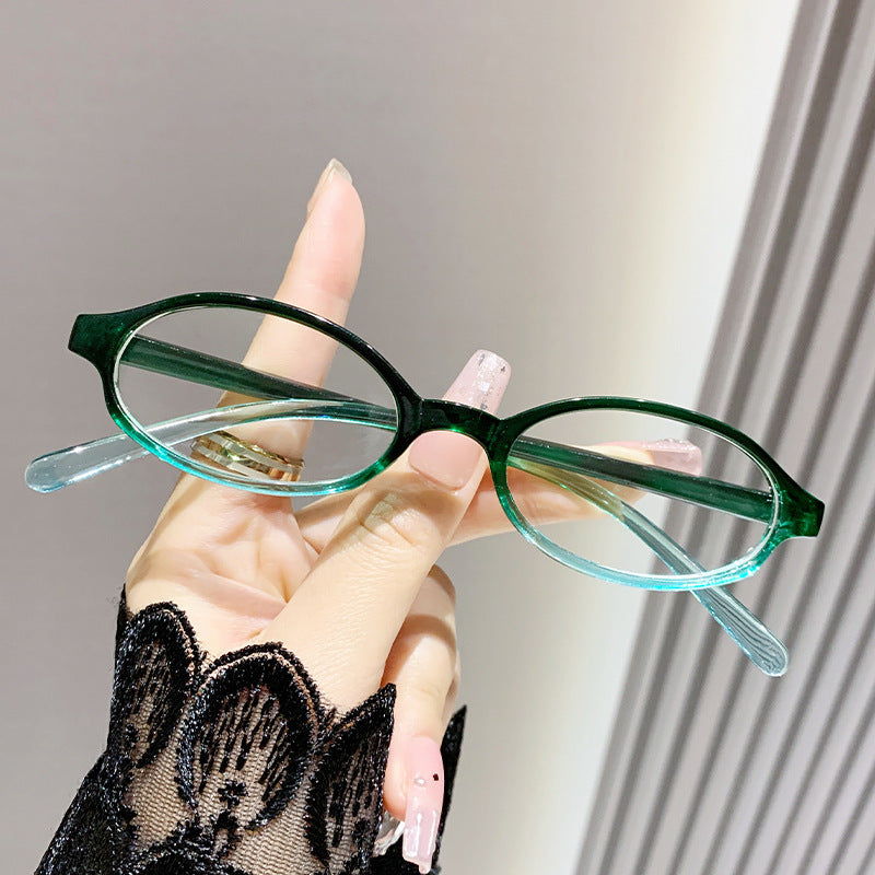 Y2K Spice Girl Japan and Korea retro small oval glasses frame women's anti-blue glasses personalized animation concave flat glasses