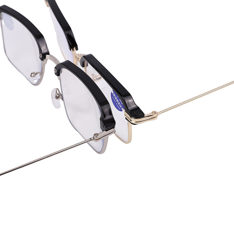 Xiaohongshu same style women's square reading glasses business classic eyebrow rack half frame reading glasses frame men's mirror