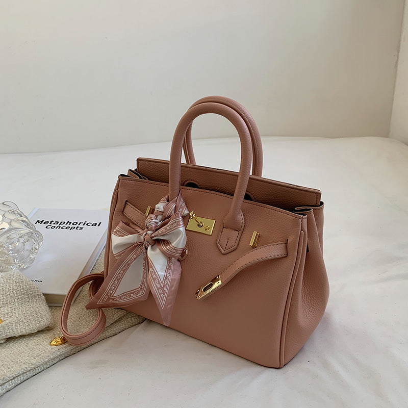 Women's bag 2022 new European and American fashion lychee pattern handbag trendy fashion large capacity Kelly messenger bag