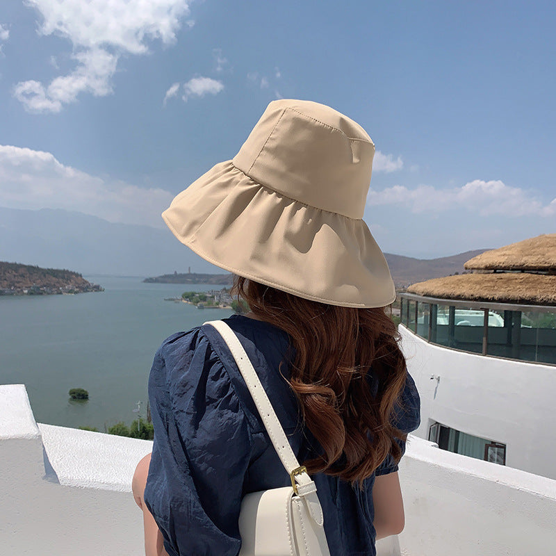 2022 vinyl face covering sunscreen hat women's summer bucket hat UV protection big brim sunshade sun hat one piece