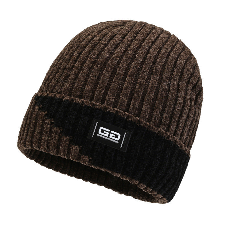 Winter Men's Duck Tongue Ear Cap Fleece Thick Warm Pullover Hat Youth Outdoor Riding Knitted Wool Hat Ski Cap