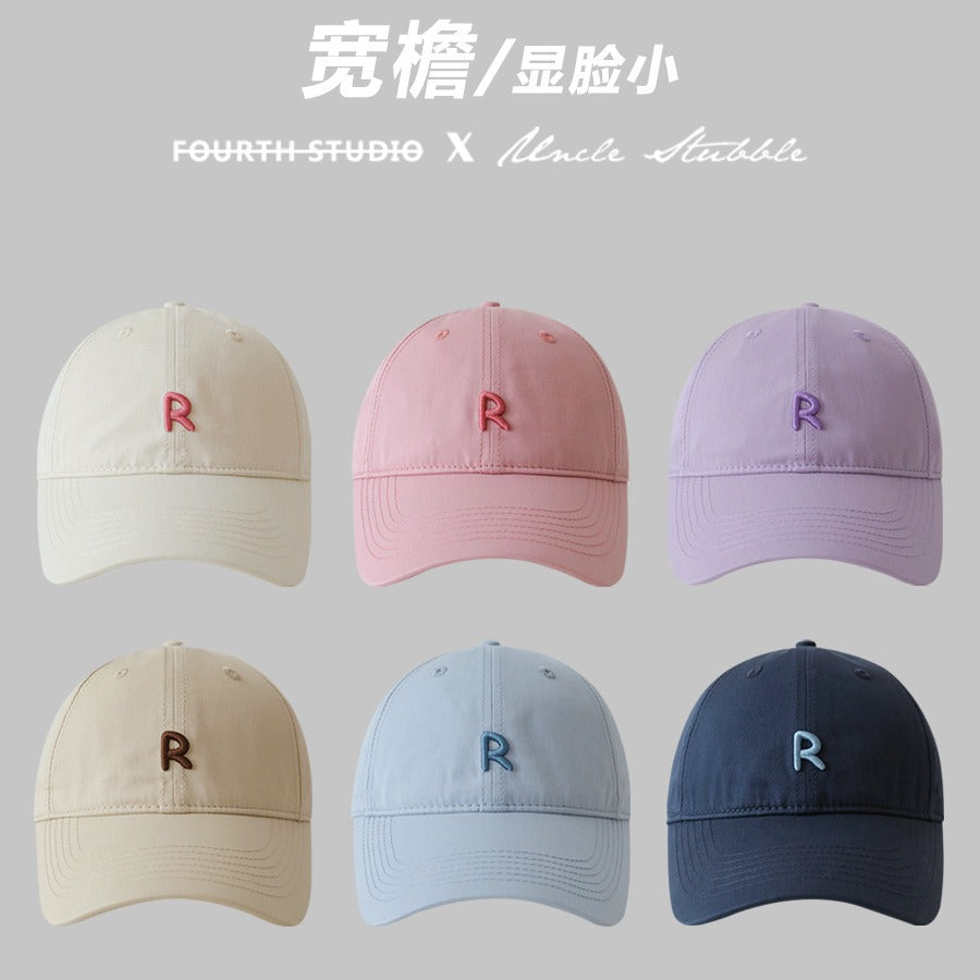 Wide brim design shows the face, small baseball cap for girls, thin breathable sun hat in summer, big brim soft top cap for men