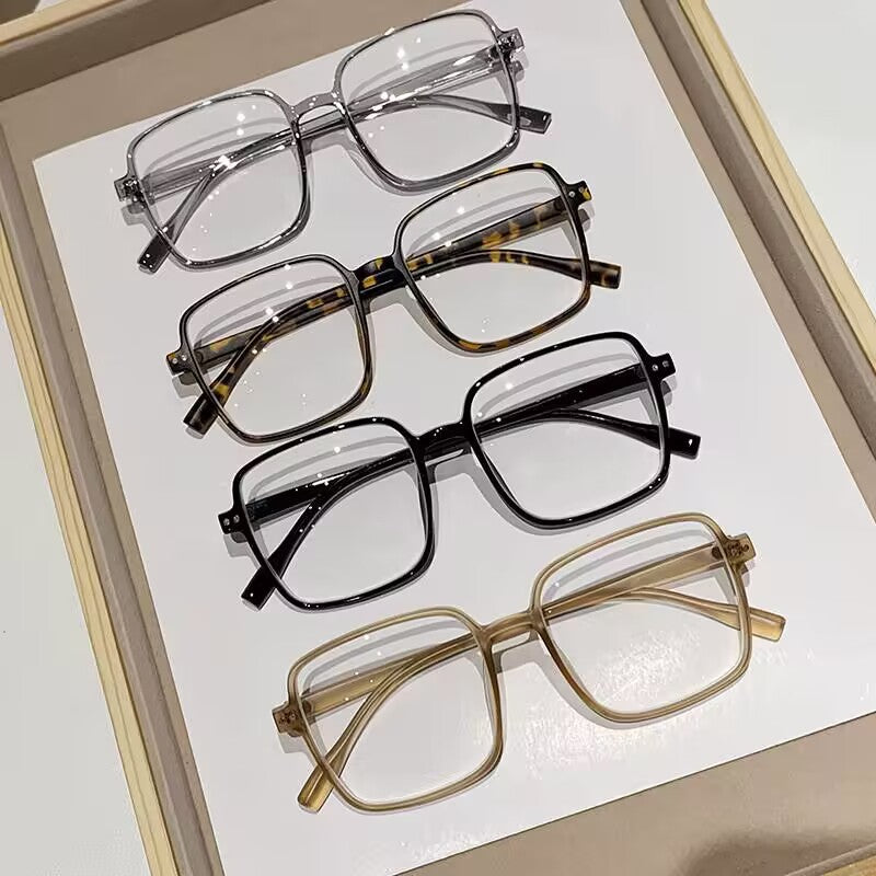Xiaohongshu the same large box plain thin anti-blue glasses high definition myopia glasses trend black frame glasses
