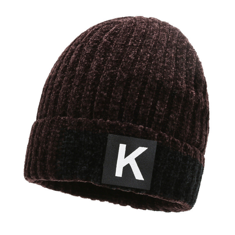 Winter warm knitted wool hat men's fleece thickened hat young students cycling cold ear hat foreign trade