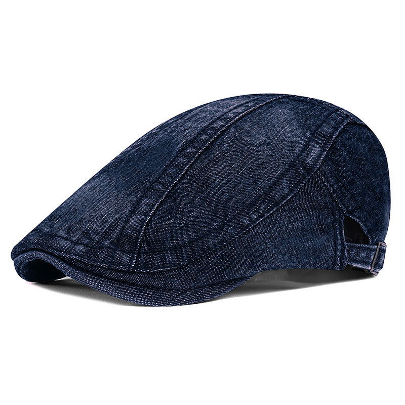 Washed cotton denim beret women's fashion British style painter hat curved brim newsboy cap eight character forward hat