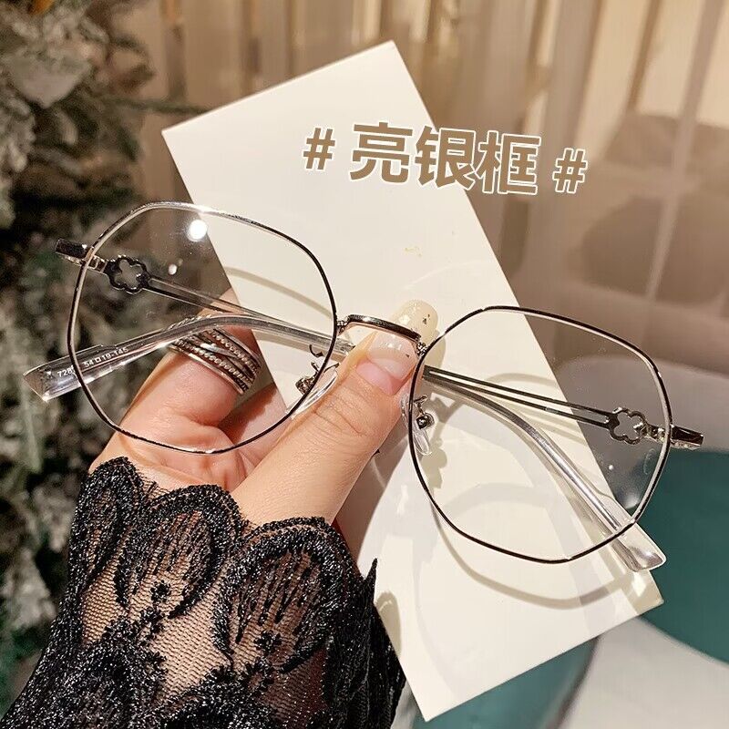 2023 fashionable metal small frame glasses, high-end couple anti-blue light glasses, plain street glasses can be matched with glasses