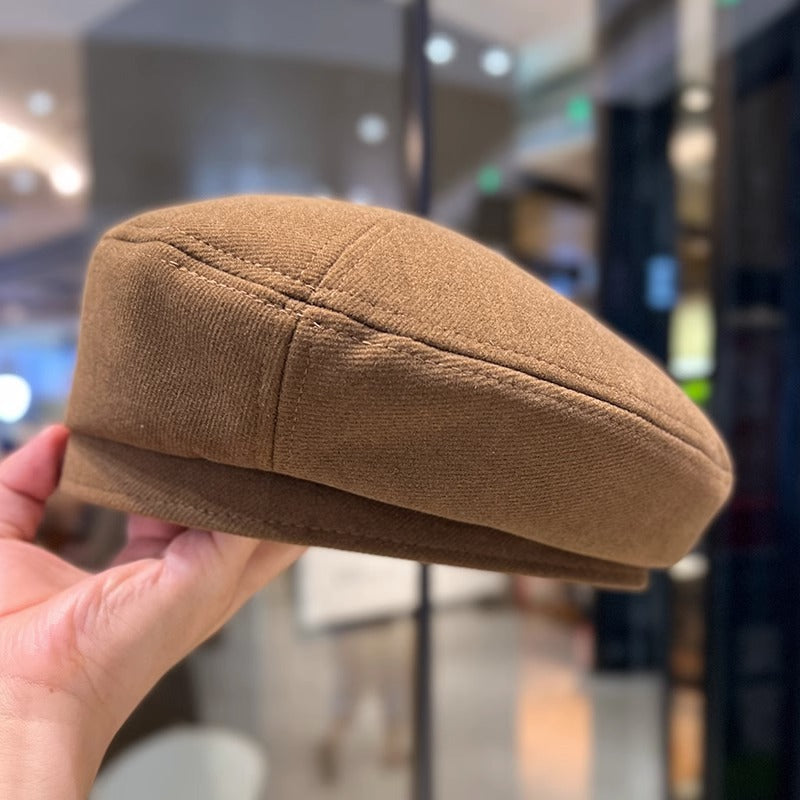 Woolen beret children autumn and winter British retro versatile painter beret Korean version simple solid color shows small face