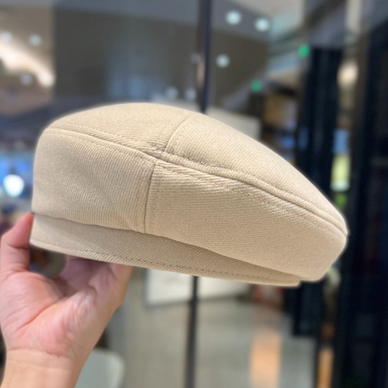 Woolen beret children autumn and winter British retro versatile painter beret Korean version simple solid color shows small face