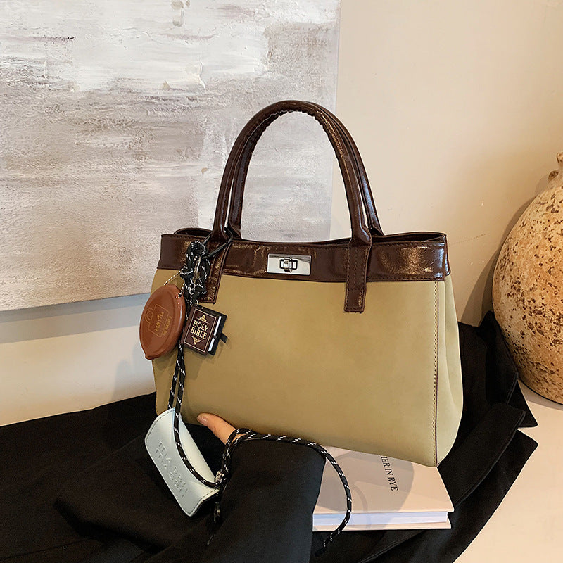Women's handbag bag 2024 new fashion contrasting color splicing women's bag literary and elegant shoulder bag foreign style messenger bag