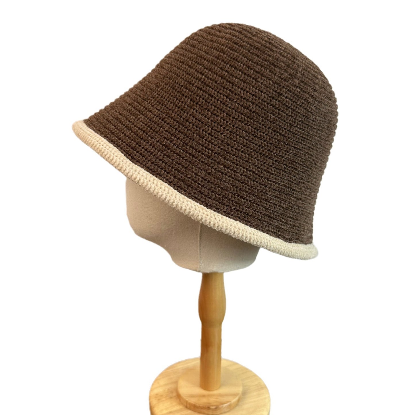 Xiaoxiangfeng color matching fisherman's hat children's autumn and winter face small wool basin hat big head circumference plain knitted bucket hat