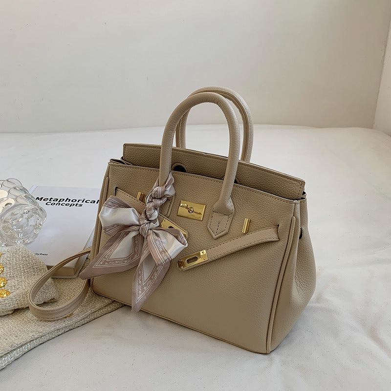 Women's bag 2022 new European and American fashion lychee pattern handbag trendy fashion large capacity Kelly messenger bag