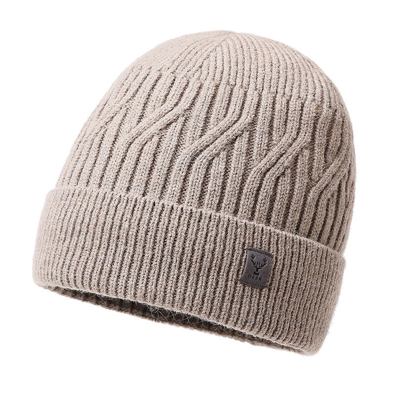 Winter new knitted hat men's fleece thickened warm cover wool hat student riding cold protection ear hat tide